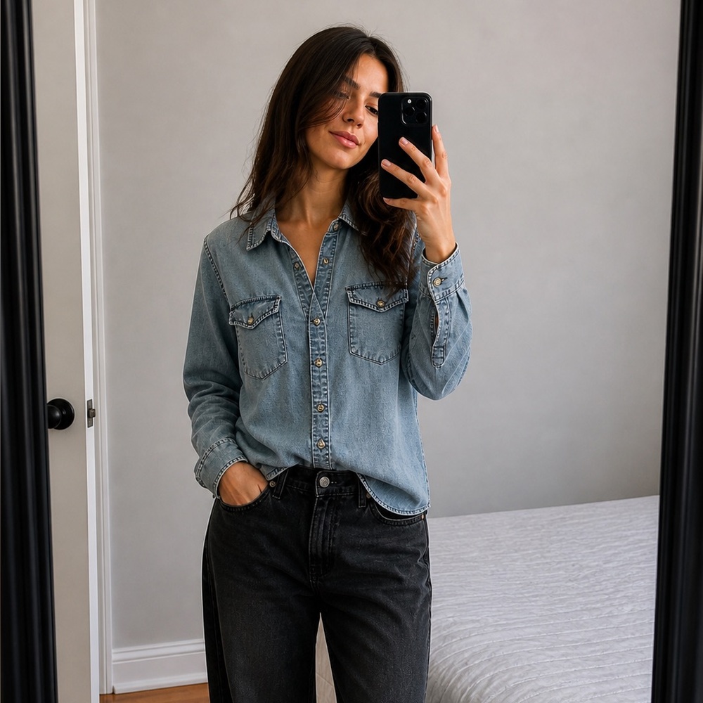 ALYA cotton denim style blouse S